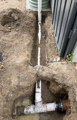 Rainwater tank connected to stormwater drainage